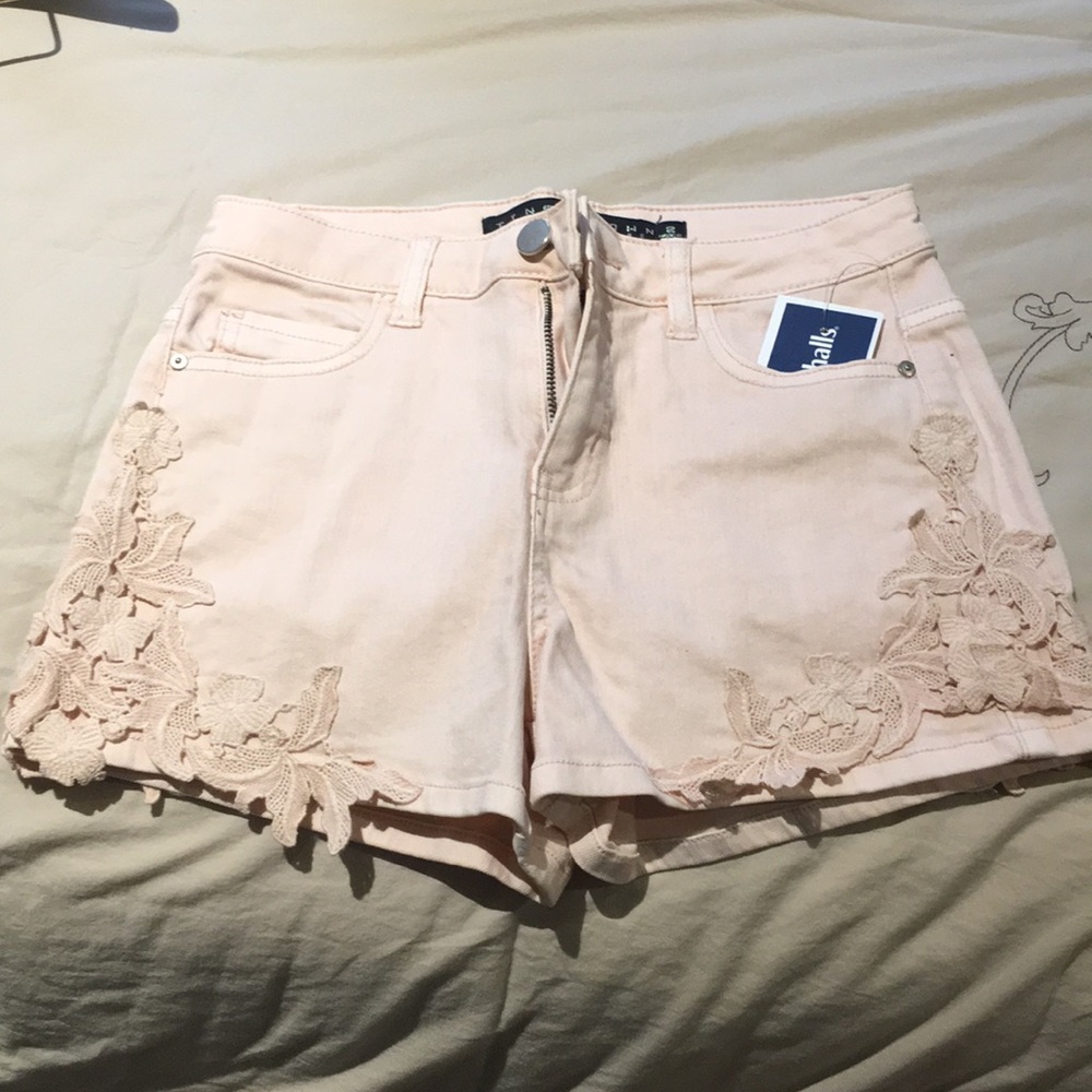 Pink denim shorts